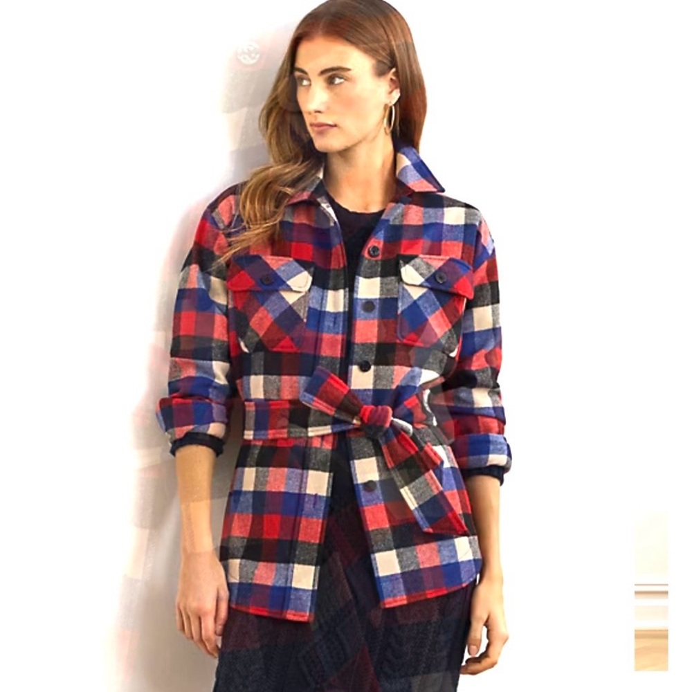 Ralph Lauren NWT Buffalo Plaid Red&Blue Wool Blend Yarn Dyed light jacket PL